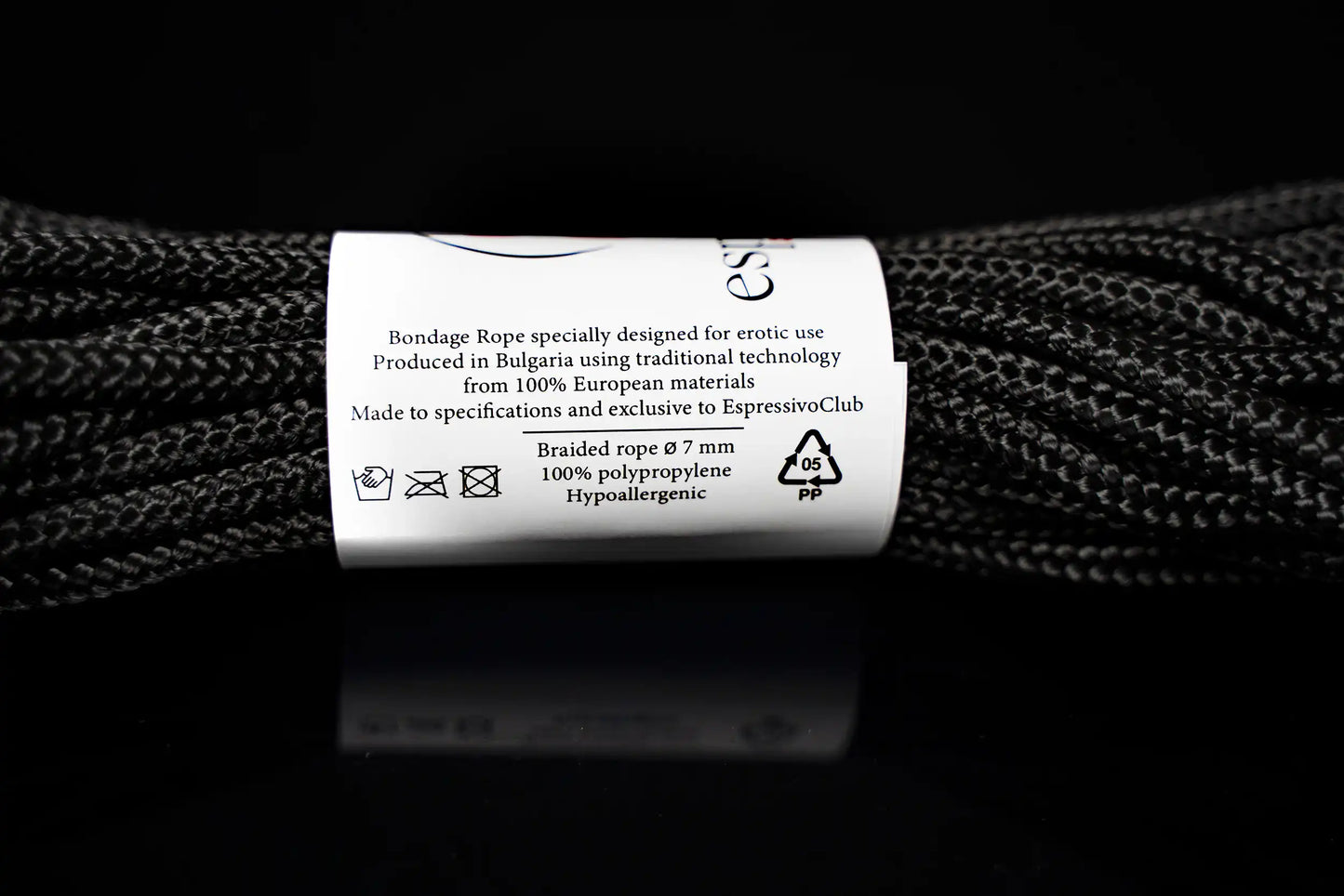 Corde de bondage pour BDSM, Kinbaku, Shibari de couleur noire - ø 7 mm / longueur 15 m