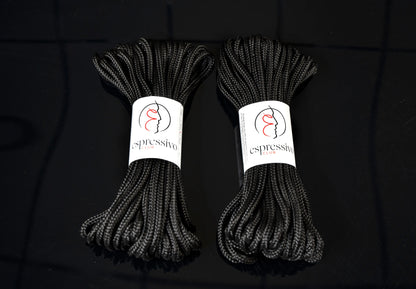 Lot de 2 cordes BDSM de 15 m de couleur noire - ø 7 mm / longueur totale 30 m