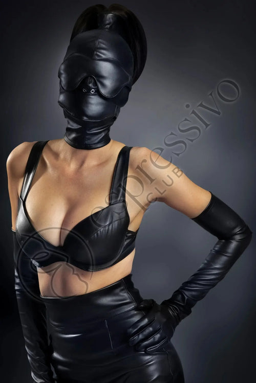 BDSM Leather Blindfolds Backed With Lambskin Leather Bondage 