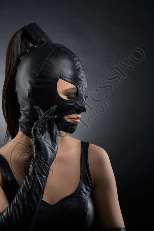 Real Leather Delux BDSM Ponytail Hood - Dominatrix Mask – EspressivoClub